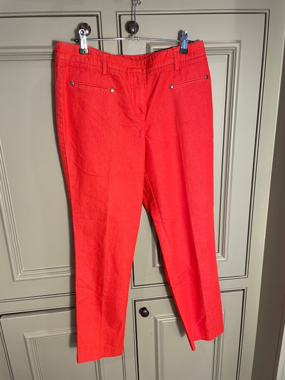 Larry Levine Cotton Spandex Blend Coral-Red Pants
